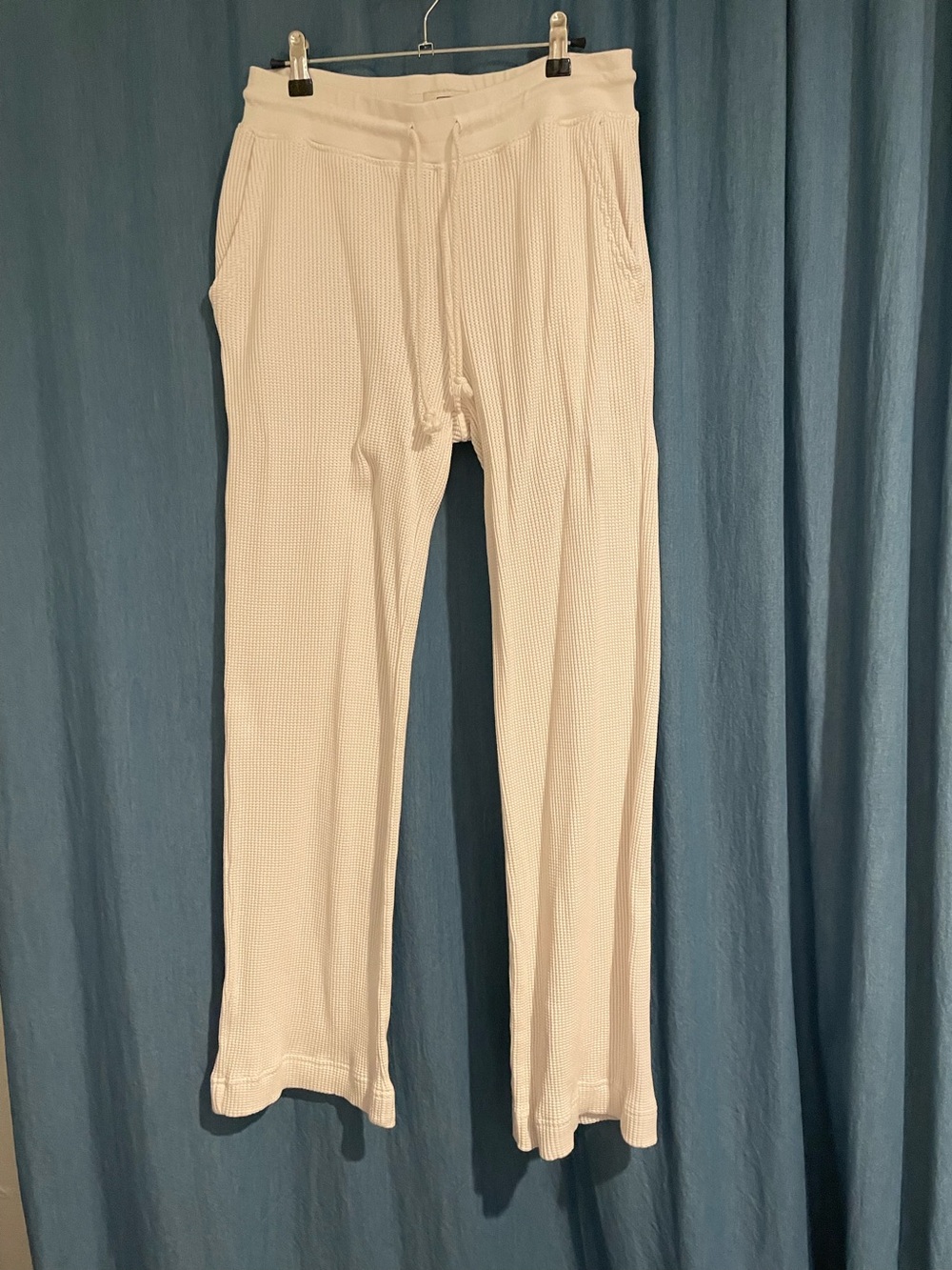 AYR Woman’s Cream Waffle-Knit Drawstring pants Sz M cottagecore neutral cotton